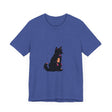 Black Cat Mystery Abstract T-Shirt: A stylish and unique black t-shirt featuring an abstract design with a mysterious black cat motif