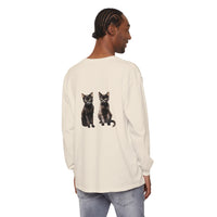 Beautiful black cat watercolor art illustrated on a long sleeve t-shirt