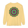 Colorful mandala design unisex long sleeve t-shirt with vibrant, intricate patterns
