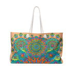 Mandala Pattern Weekender Bag in Deep Blues and Greens for Travel