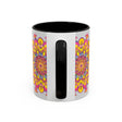 Colorful ceramic mug featuring a vibrant mandala design, perfect for peaceful meditation and relaxation sessions
