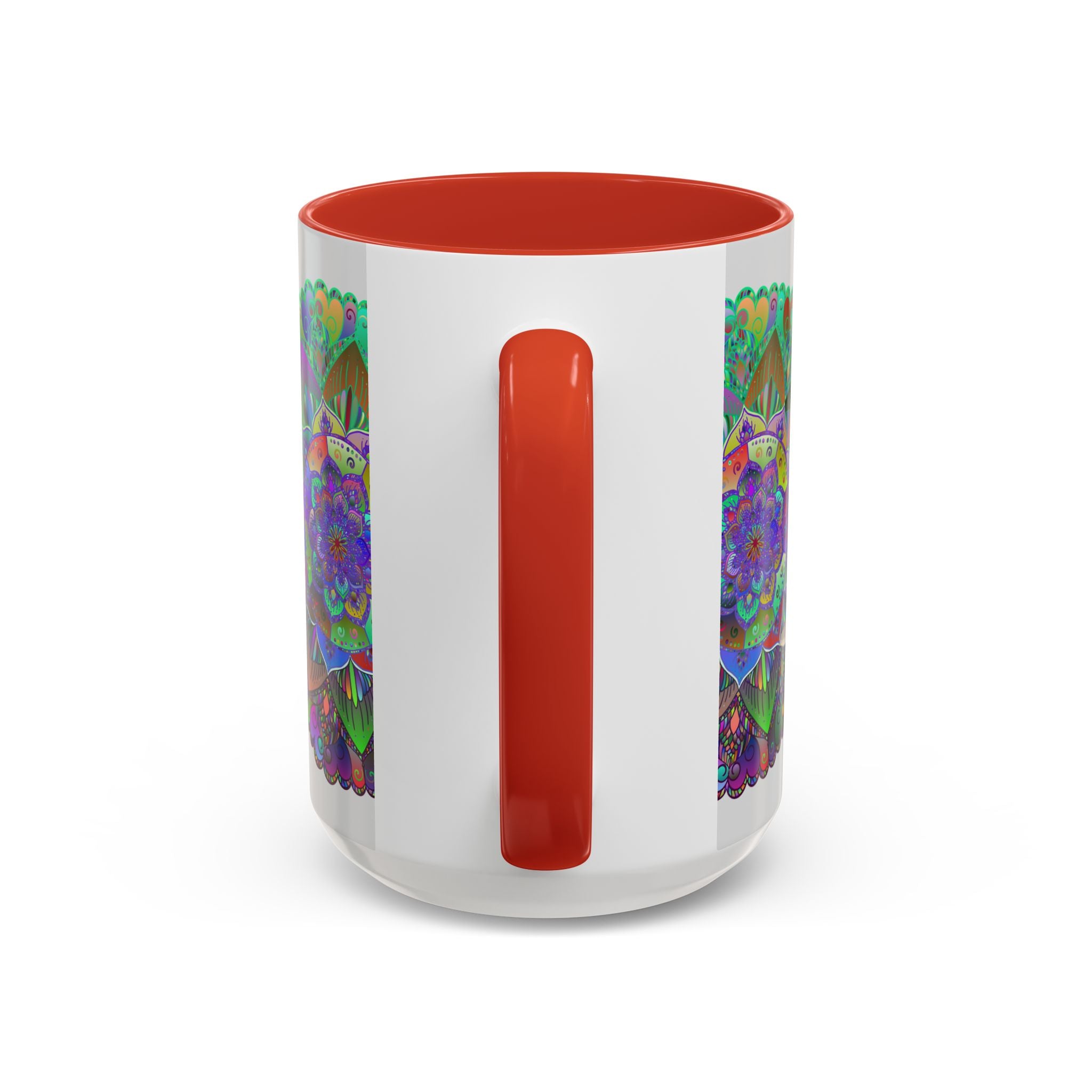 Intricately designed mandala art mug with colorful patterns