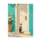 Sunlit Doorway Cat Canvas Wall Art