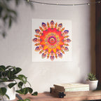 Vibrant Floral Mandala Fine Art Poster — Boho Wall Decor for Living Room & Meditation