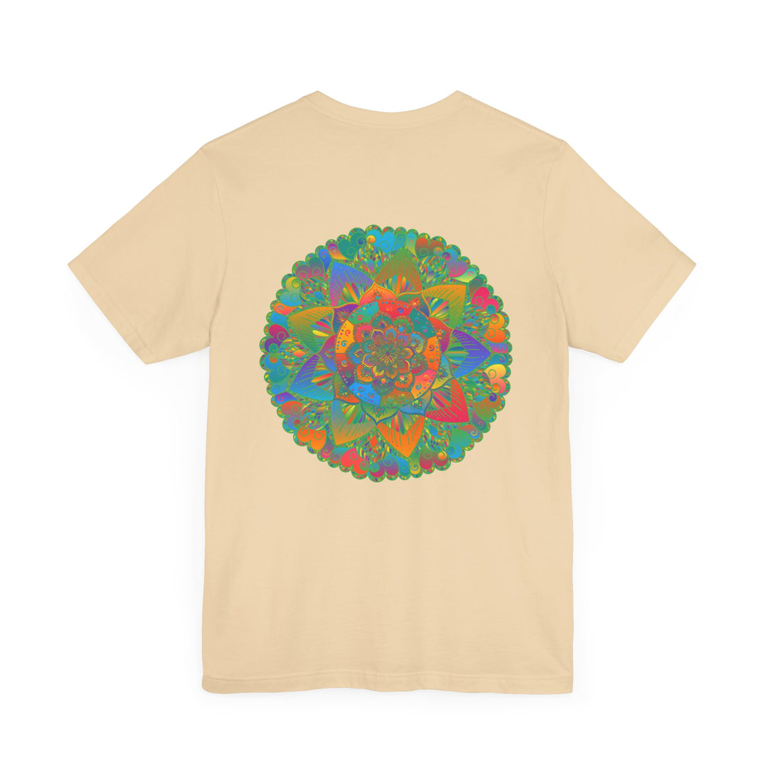 A beautiful and colorful mandala design t-shirt promoting spiritual peace and harmony