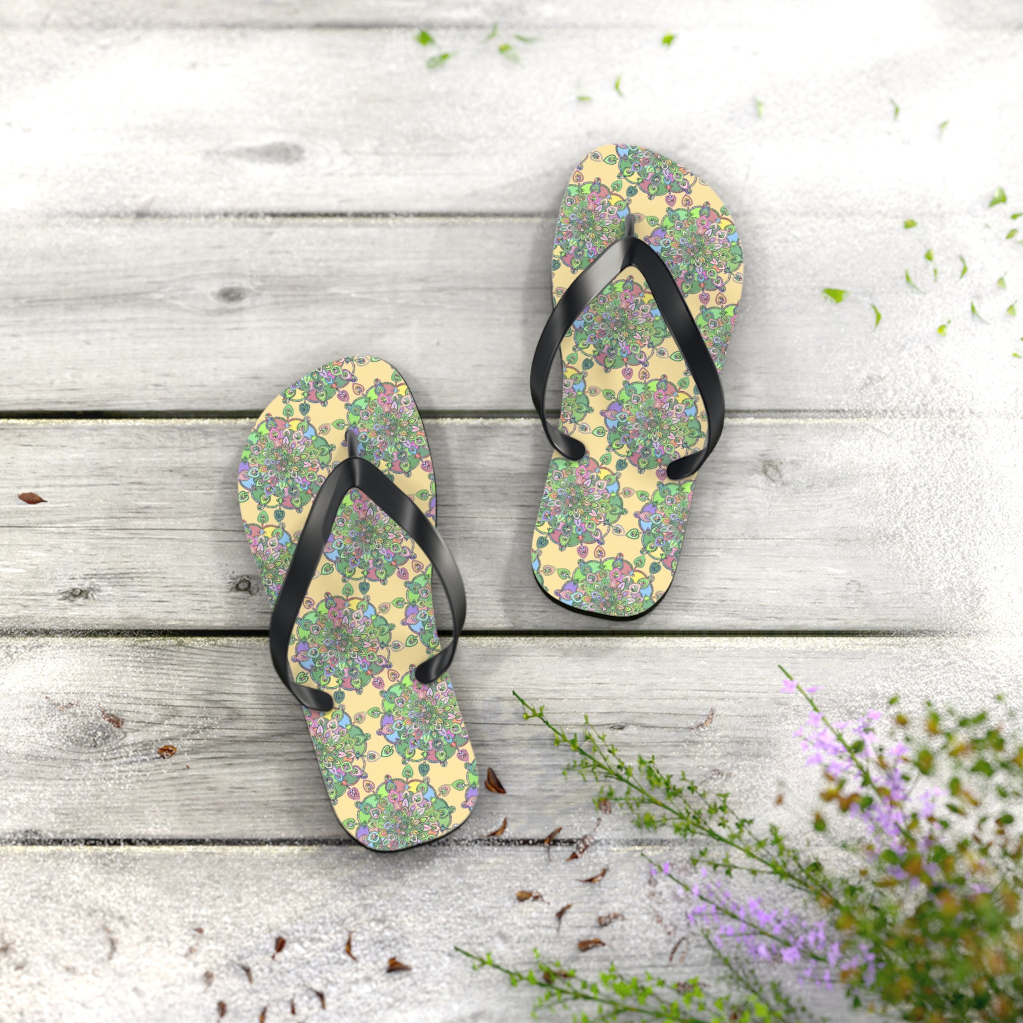 Colorful Floral Flip Flops, Summer Beach Footwear, Casual Sandals, Gift for Vacation, Boho Style