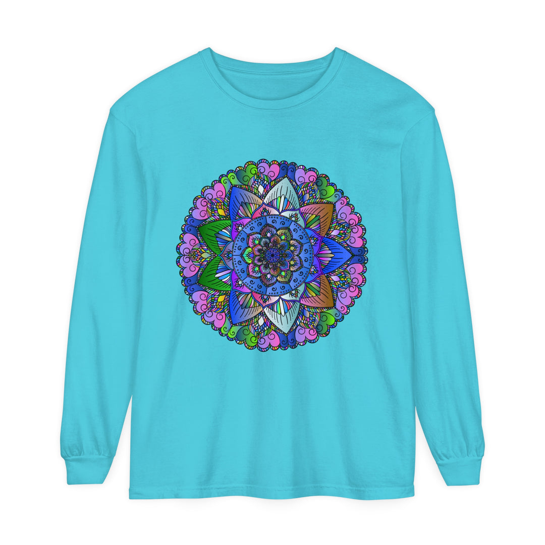 Colorful and intricate mandala design long sleeve t-shirt for both men and women