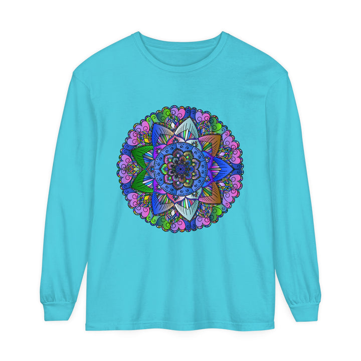 Colorful and intricate mandala design long sleeve t-shirt for both men and women