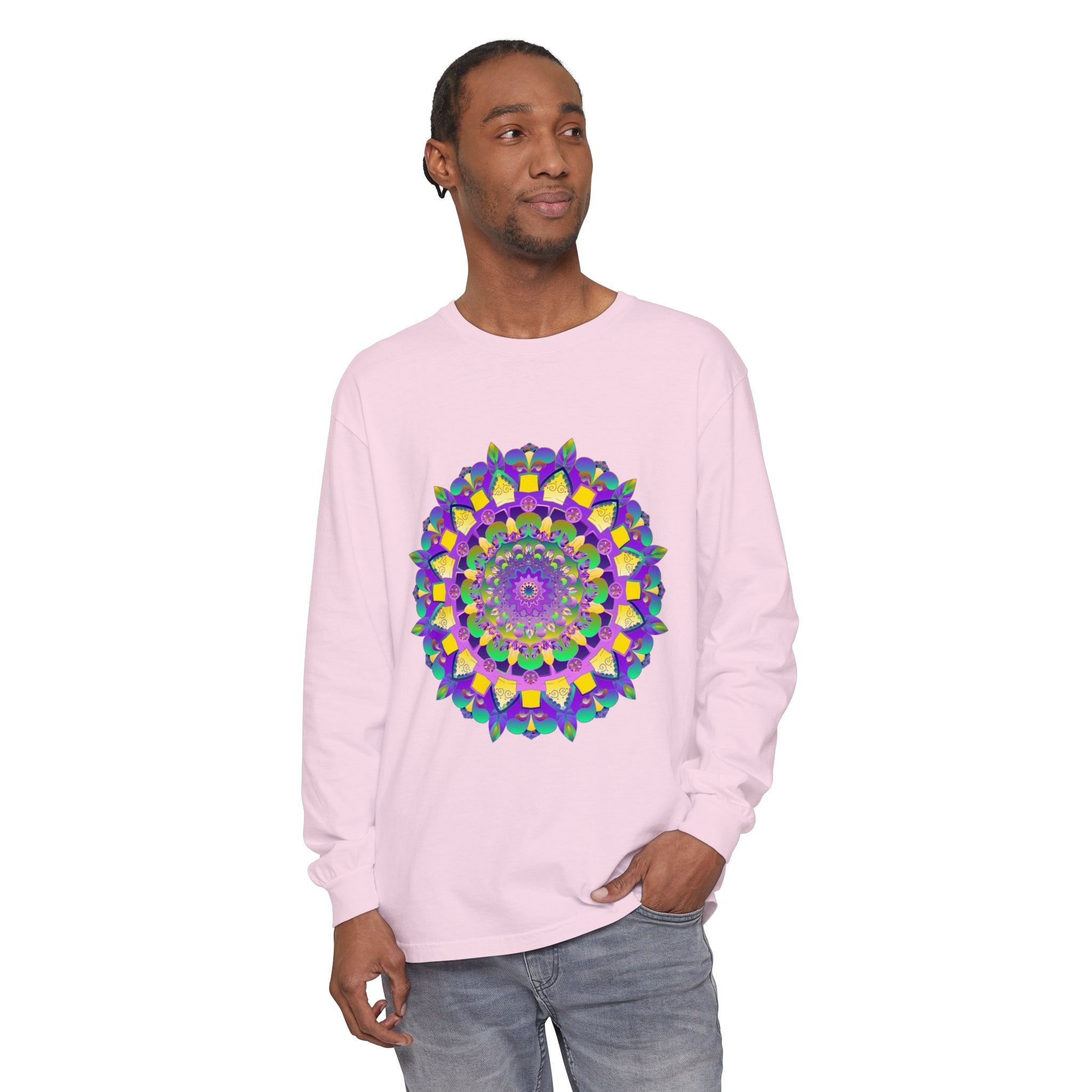 Colorful and intricate mandala design long sleeve t-shirt for all genders