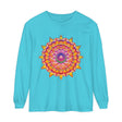 Colorful and intricate mandala design on a unisex long sleeve t-shirt