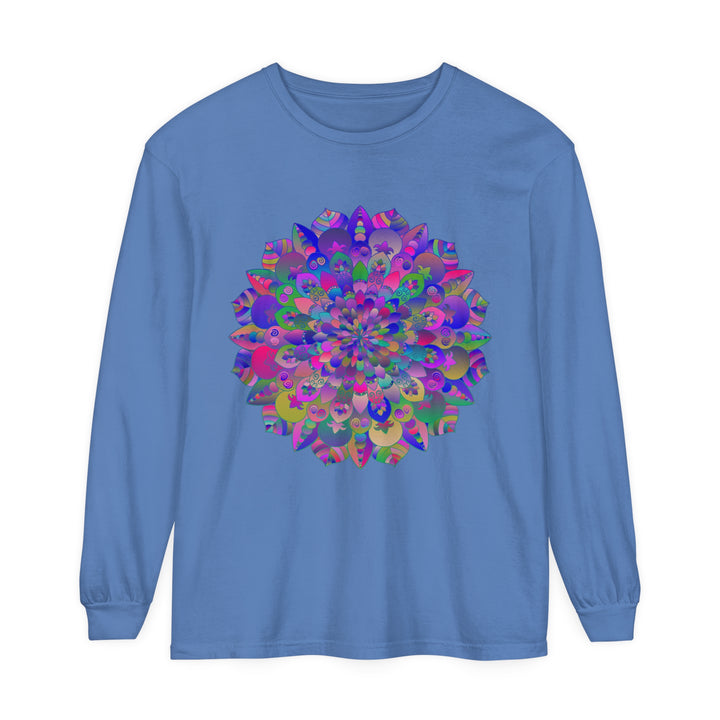 Colorful and intricate mandala design long sleeve t-shirt for vibrant fashion statement