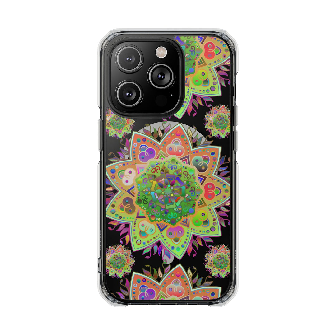 Stylish Mandala MagSafe®-Compatible iPhone 14/15 Impact Case featuring a beautiful and elegant mandala pattern