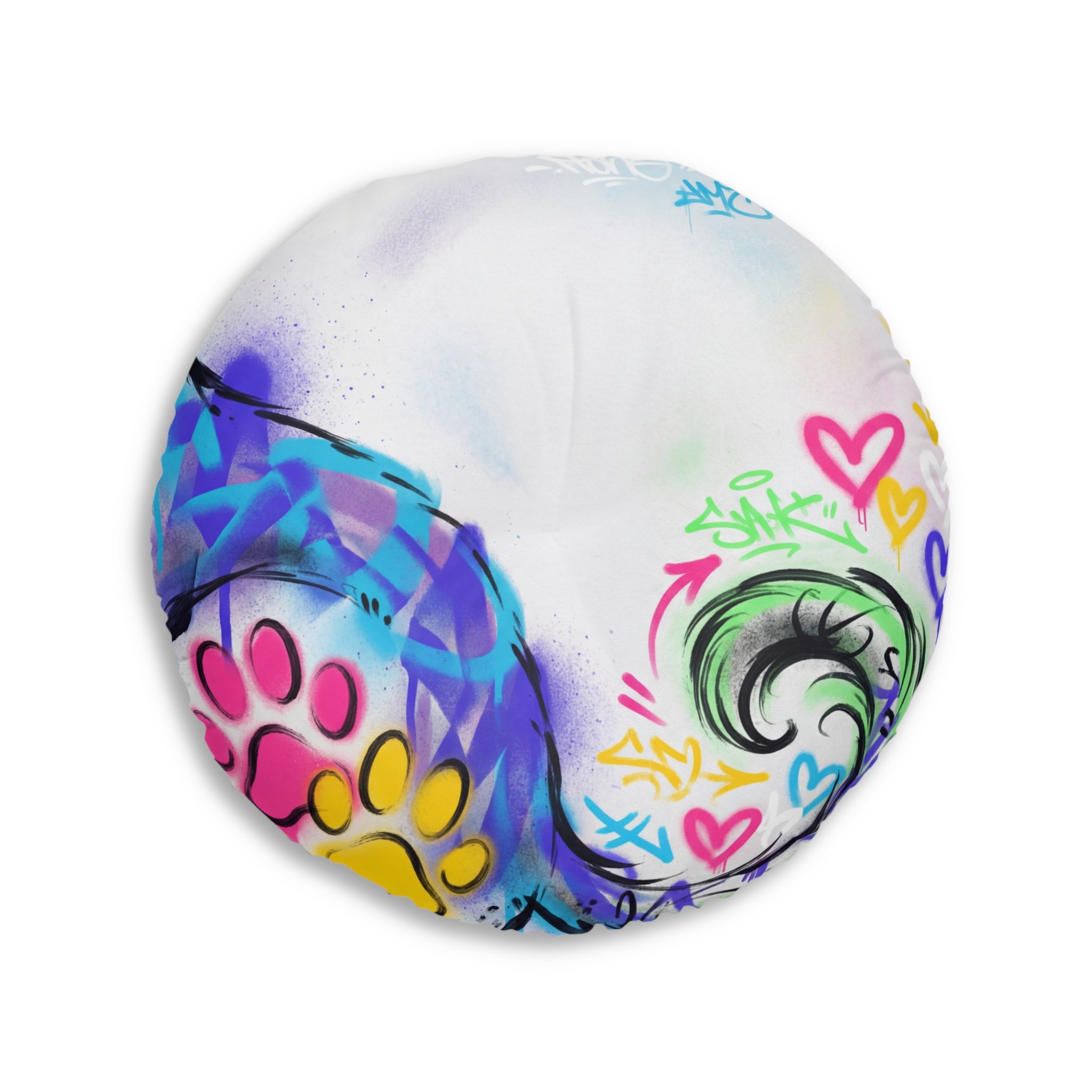 Playful Graffiti Cat Floor Pillow