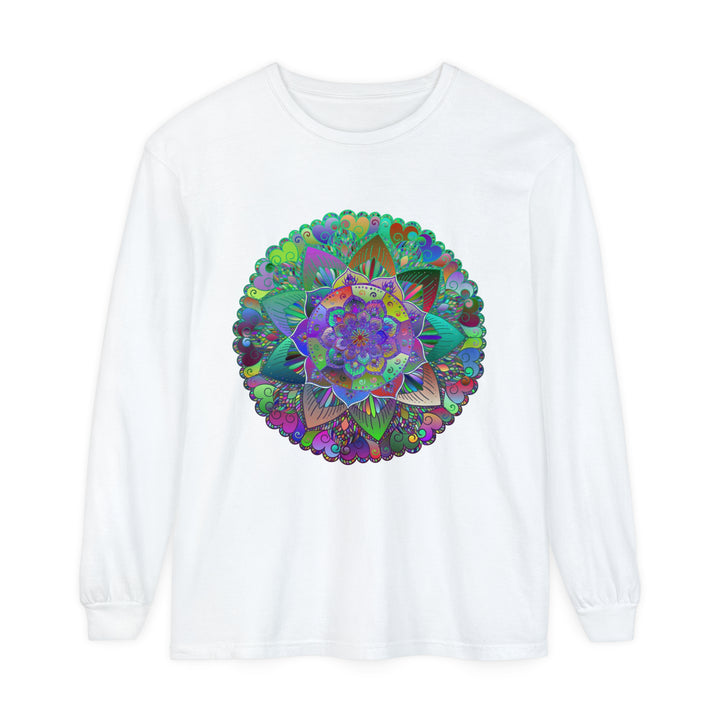 Colorful and intricate mandala design long sleeve t-shirt for both men and women