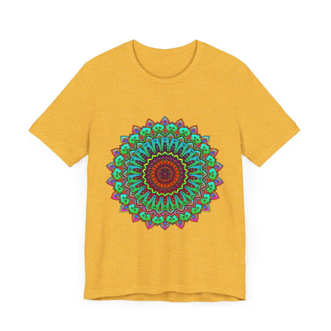 Vibrant Mandala Tee featuring colorful spiritual art and intricate design