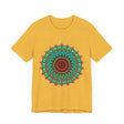 Vibrant Mandala Tee featuring colorful spiritual art and intricate design