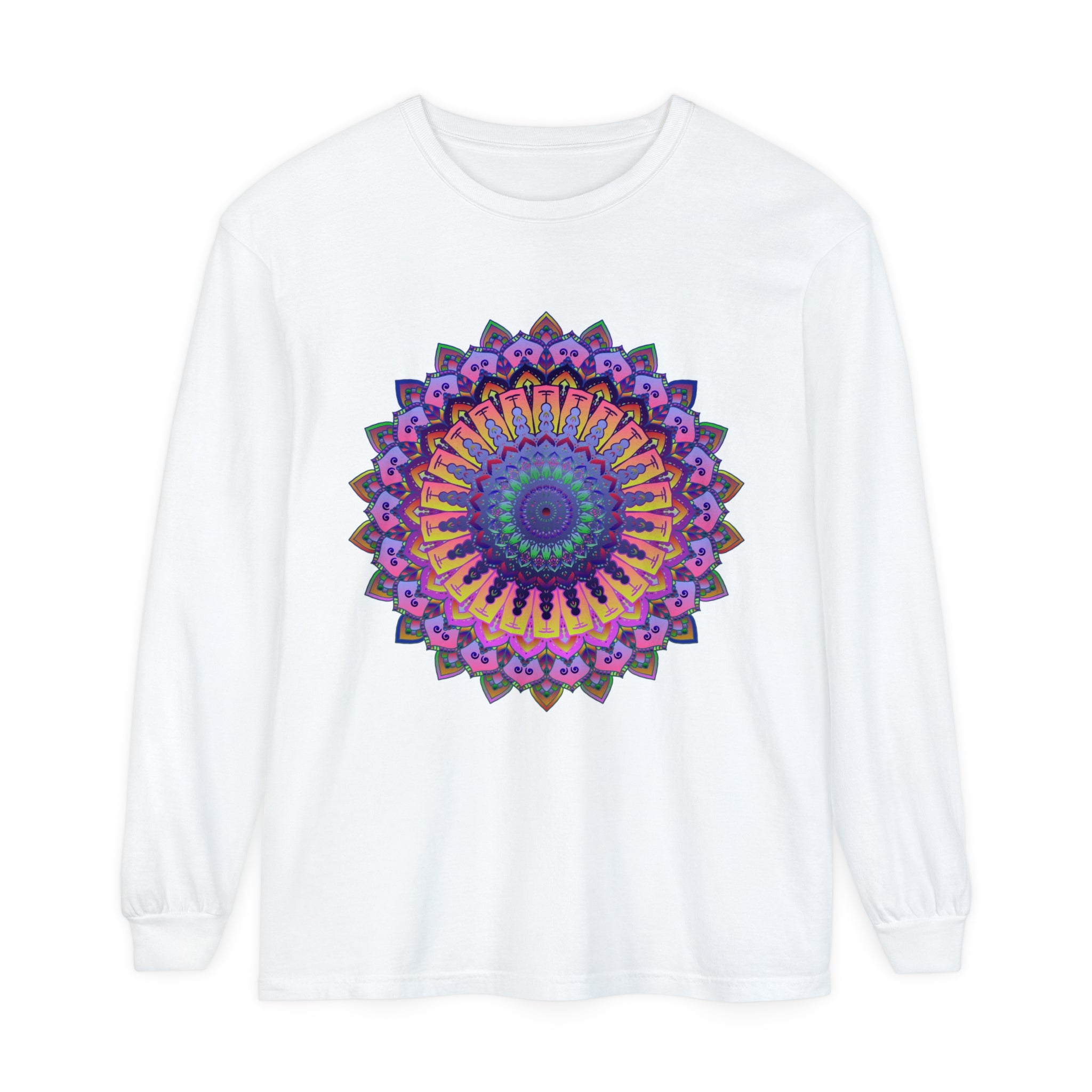 Intricate Mandala design on a comfortable and stylish Unisex Long Sleeve T-Shirt