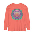 Colorful and detailed mandala design on a unisex long sleeve t-shirt
