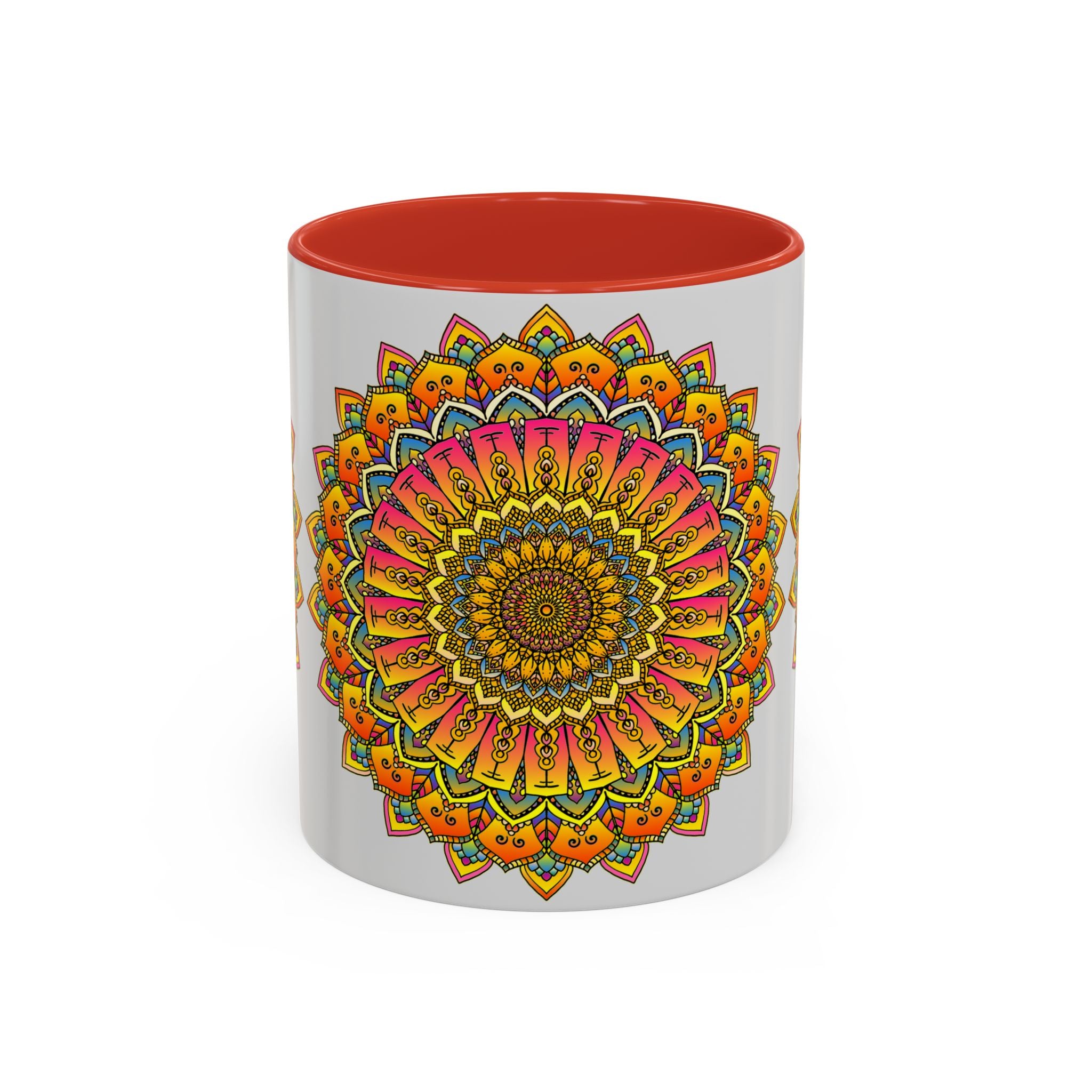 Colorful floral mandala art design ceramic mug for hot beverages