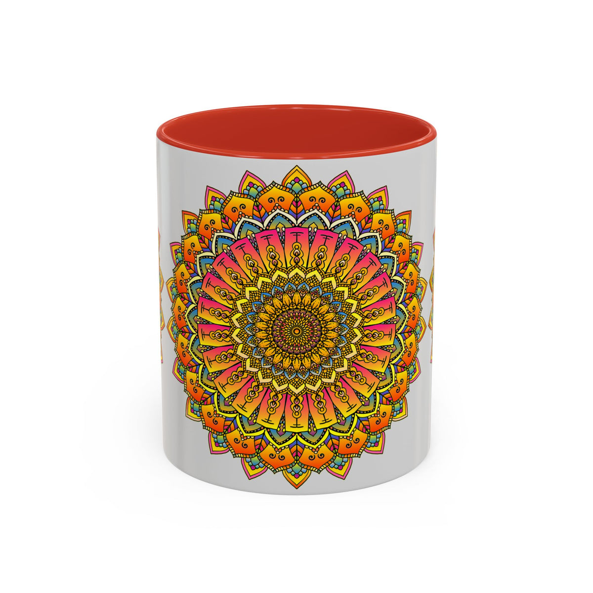 Colorful floral mandala art design ceramic mug for hot beverages