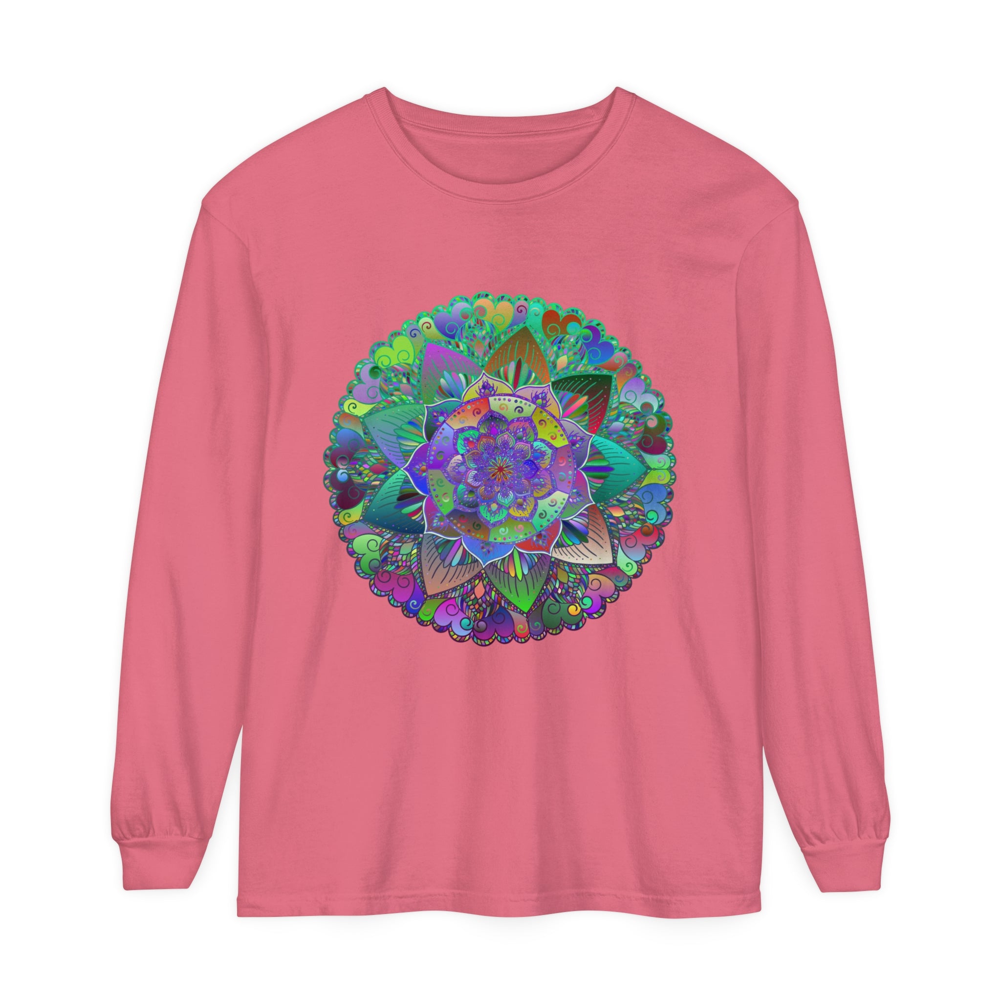 Colorful and intricate mandala design long sleeve t-shirt for both men and women