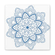 Handmade Mandala Art in Steel Blue on Matte Canvas, Stretched and 125 Wide