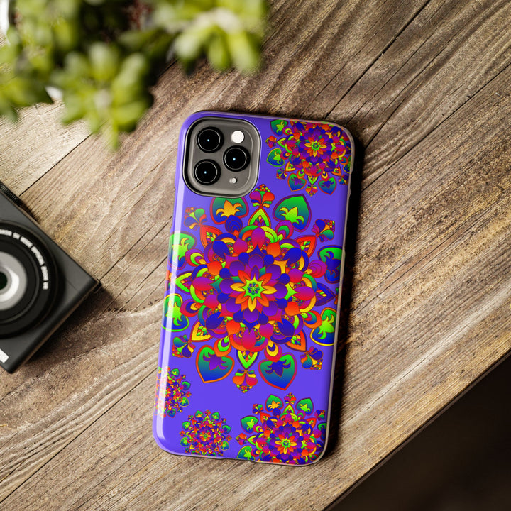 Colorful hand drawn mandala rainbow design phone case for stylish protection