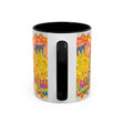 Colorful mandala pattern on a grey ceramic mug