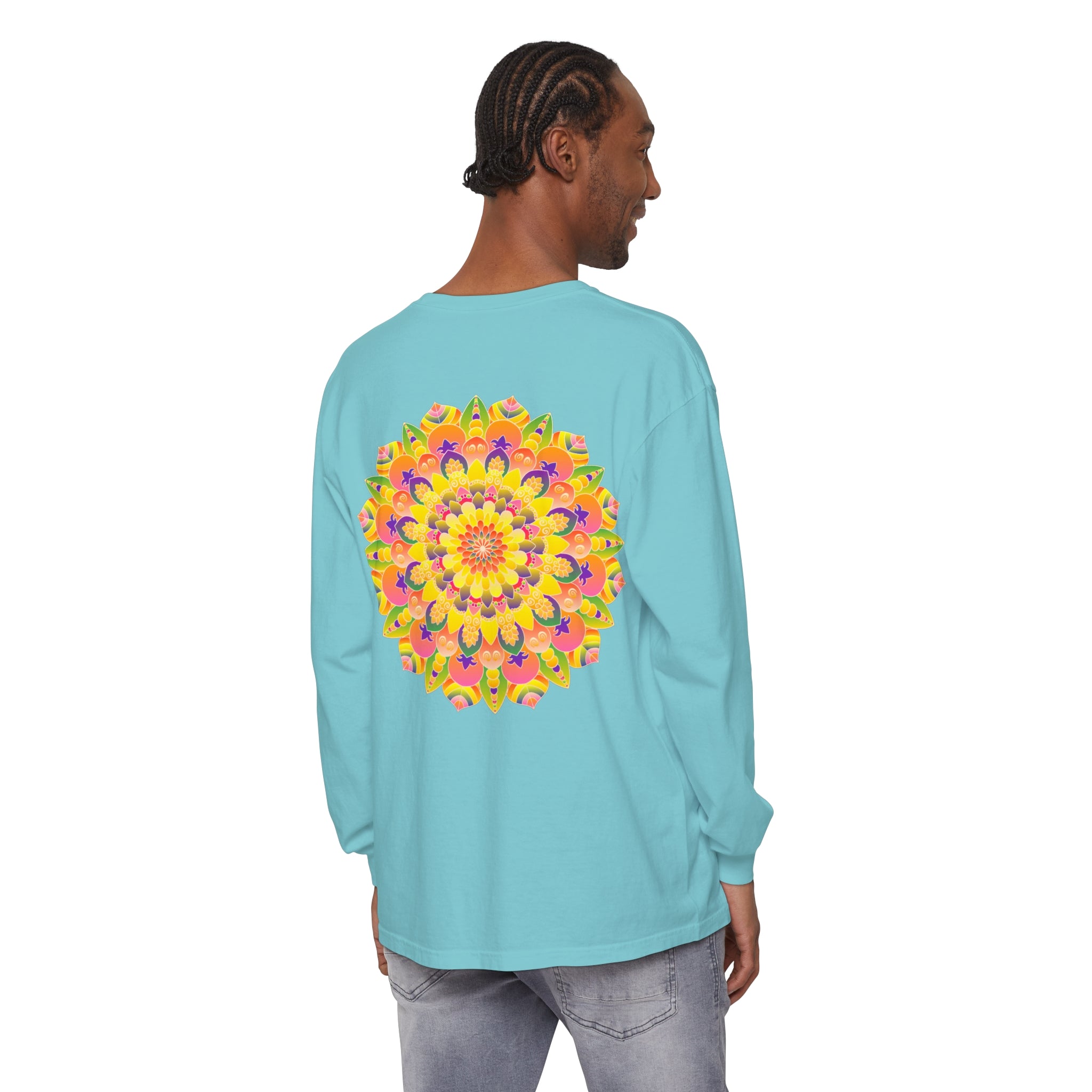 Colorful and intricate mandala design long sleeve t-shirt for men and women