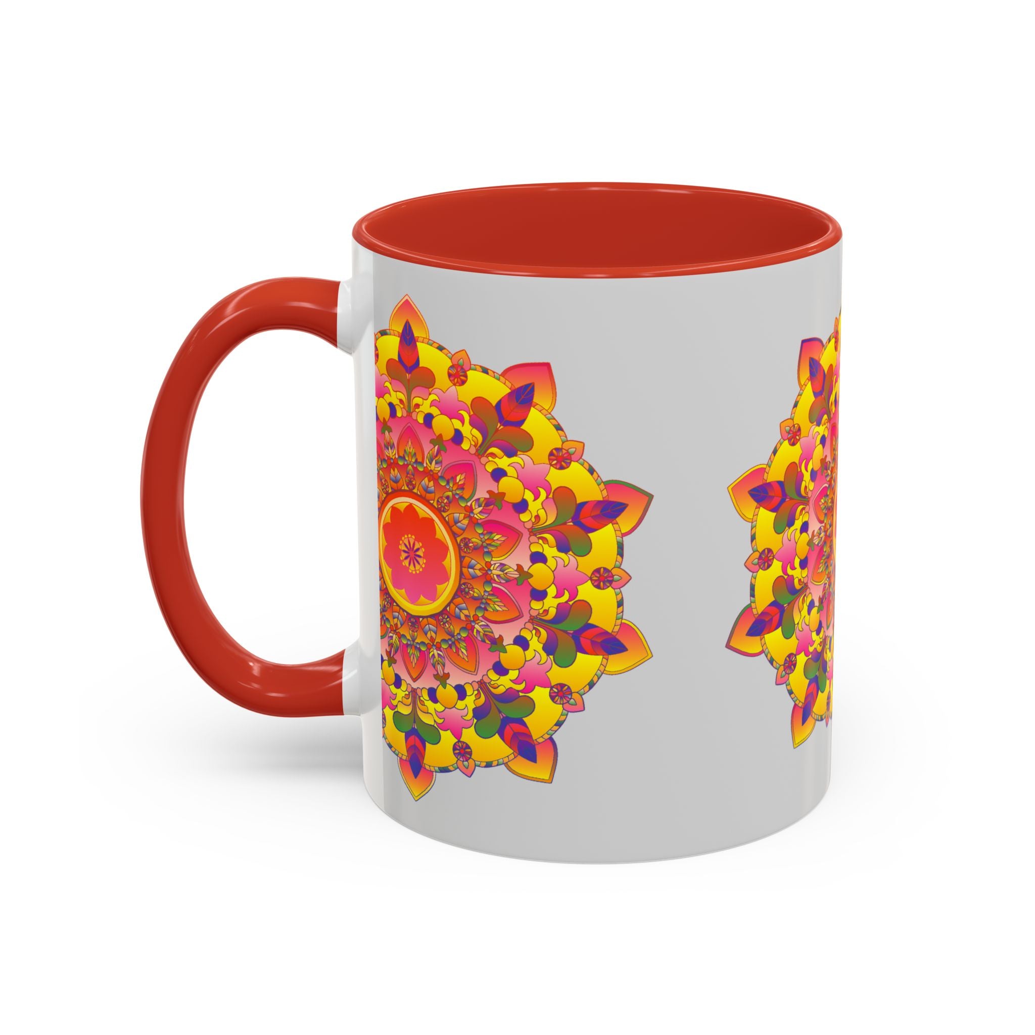 A vibrant and detailed mandala art mug, perfect for adding a pop of color to your morning routine