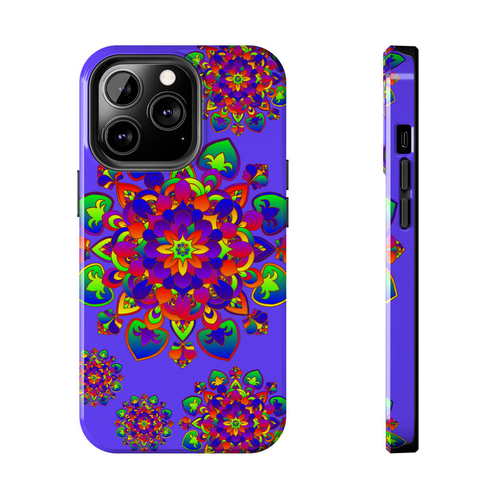 Colorful hand drawn mandala rainbow design phone case for stylish protection