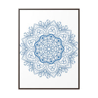 Handmade steel blue mandala design wall art on gallery canvas wraps
