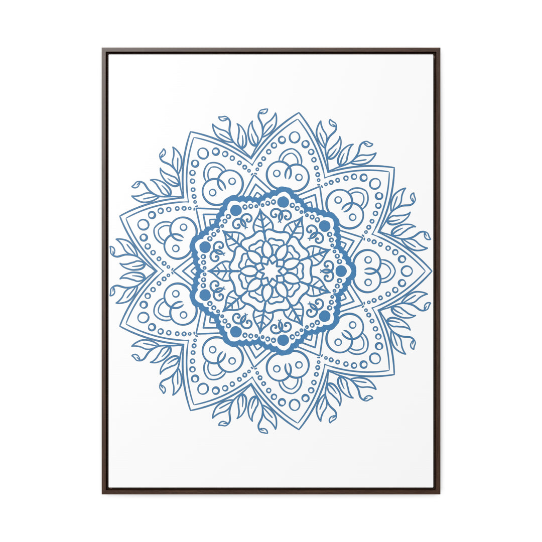 Handmade steel blue mandala design wall art on gallery canvas wraps