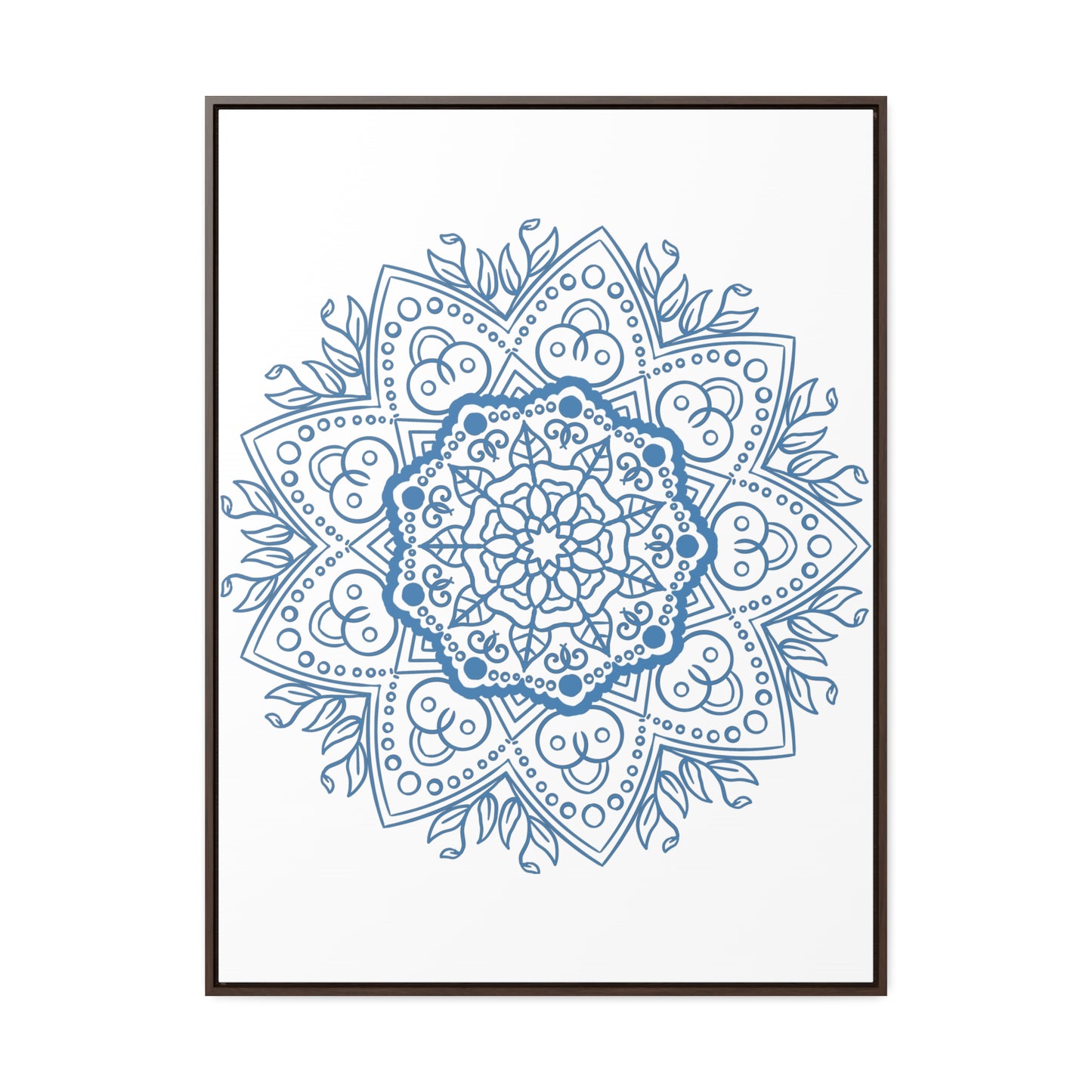 Handmade steel blue mandala design wall art on gallery canvas wraps