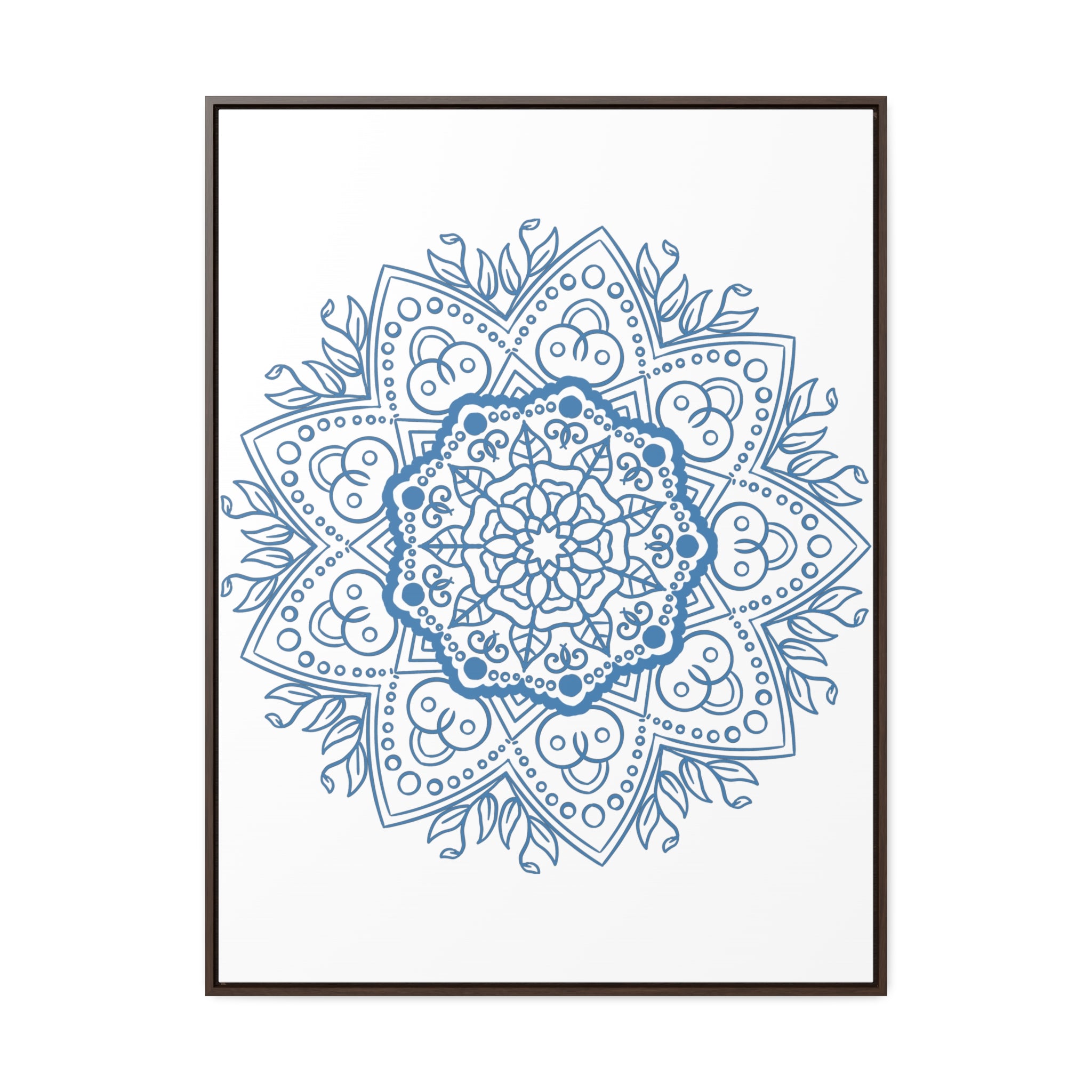 Handmade steel blue mandala design wall art on gallery canvas wraps