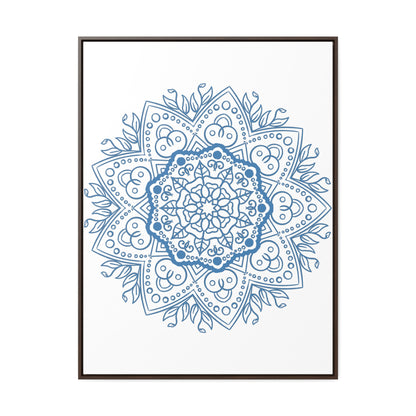 Handmade steel blue mandala design wall art on gallery canvas wraps