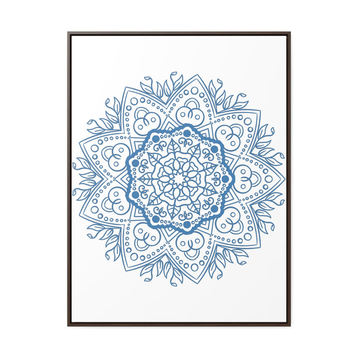 Handmade steel blue mandala design wall art on gallery canvas wraps