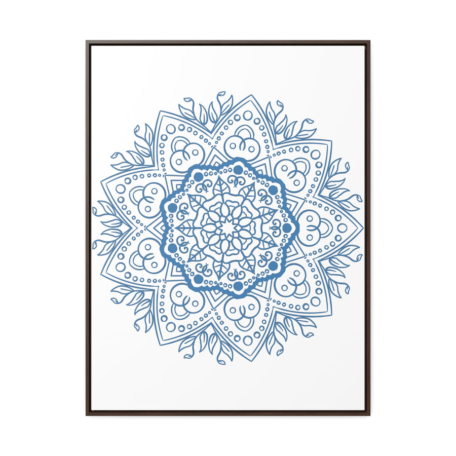 Handmade steel blue mandala design wall art on gallery canvas wraps