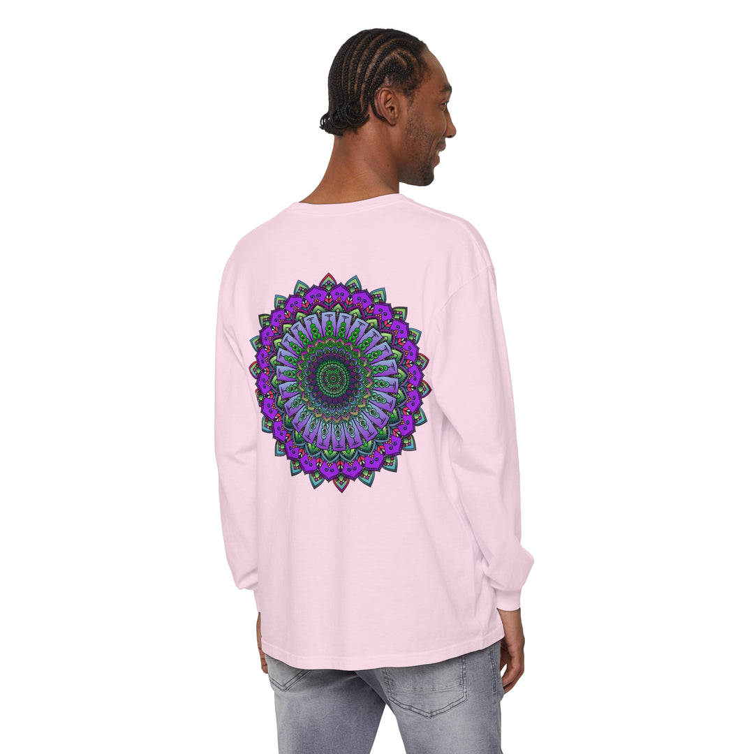 Intricate Mandala Unisex Long Sleeve T-Shirt featuring detailed hand-drawn mandala design