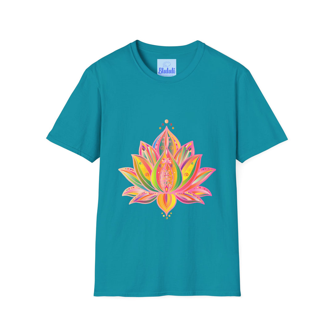 Beautiful hand-drawn Lotus Mandala Unisex T-Shirt by Blululi with unique design