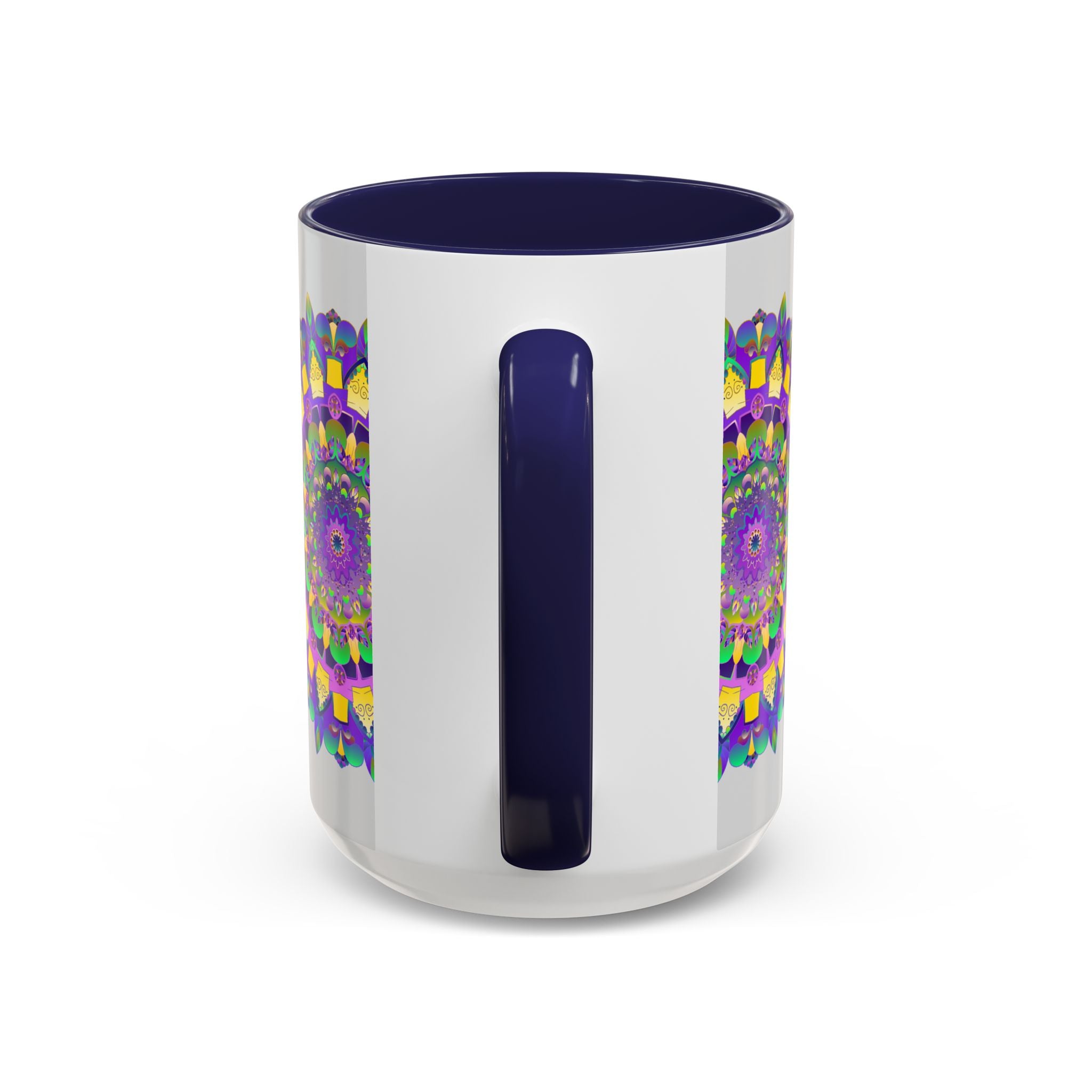 Colorful Mug with Hand-drawn Purple and Yellow Mandala Design