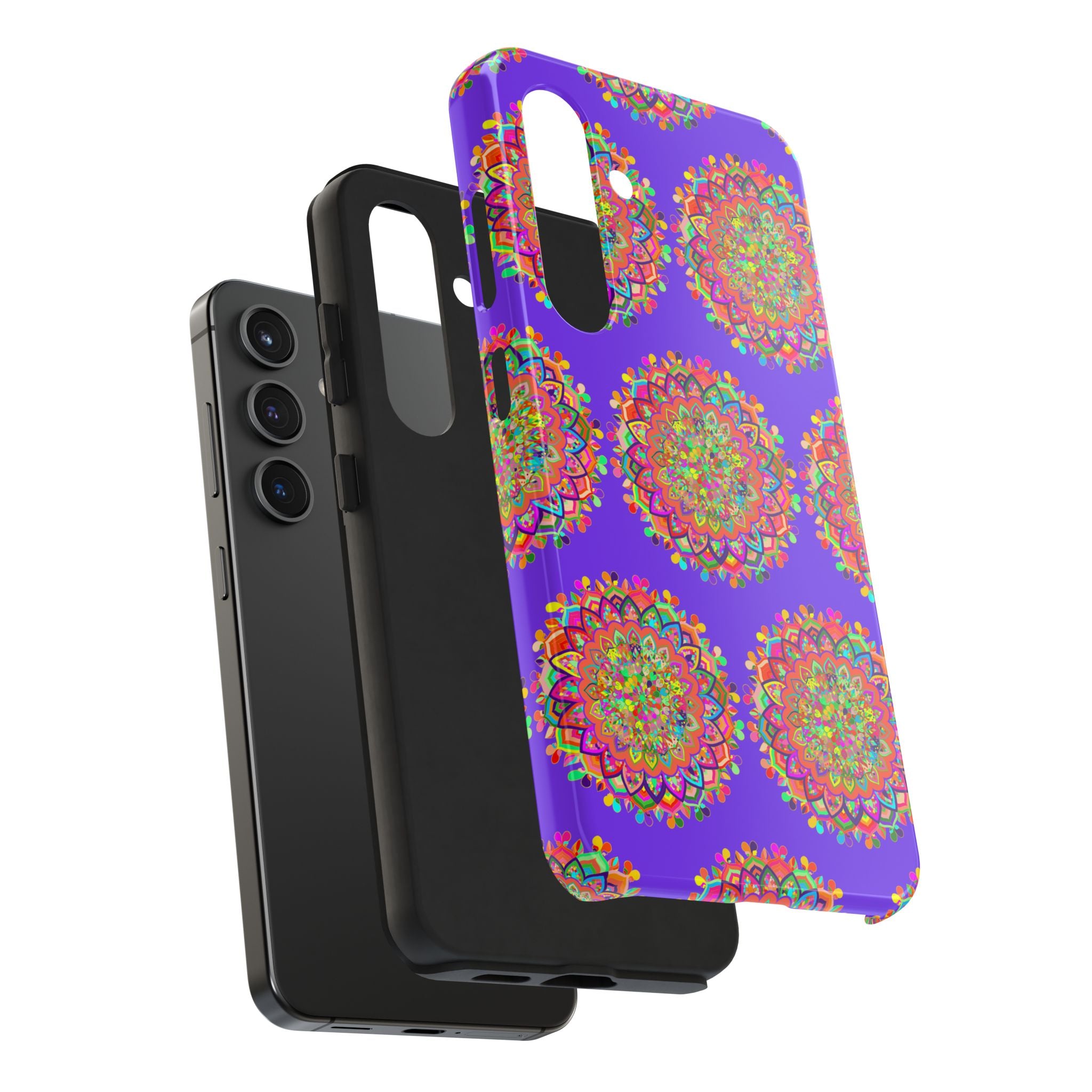 Hand-drawn small purple mandala art phone case designed for iPhone X and XS