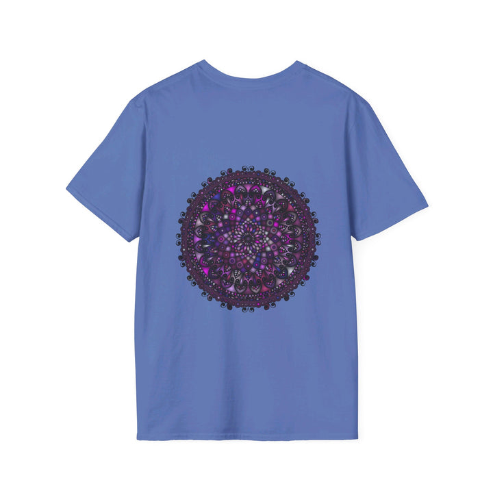 Softstyle unisex t-shirt featuring a hand-drawn purple mandala art design