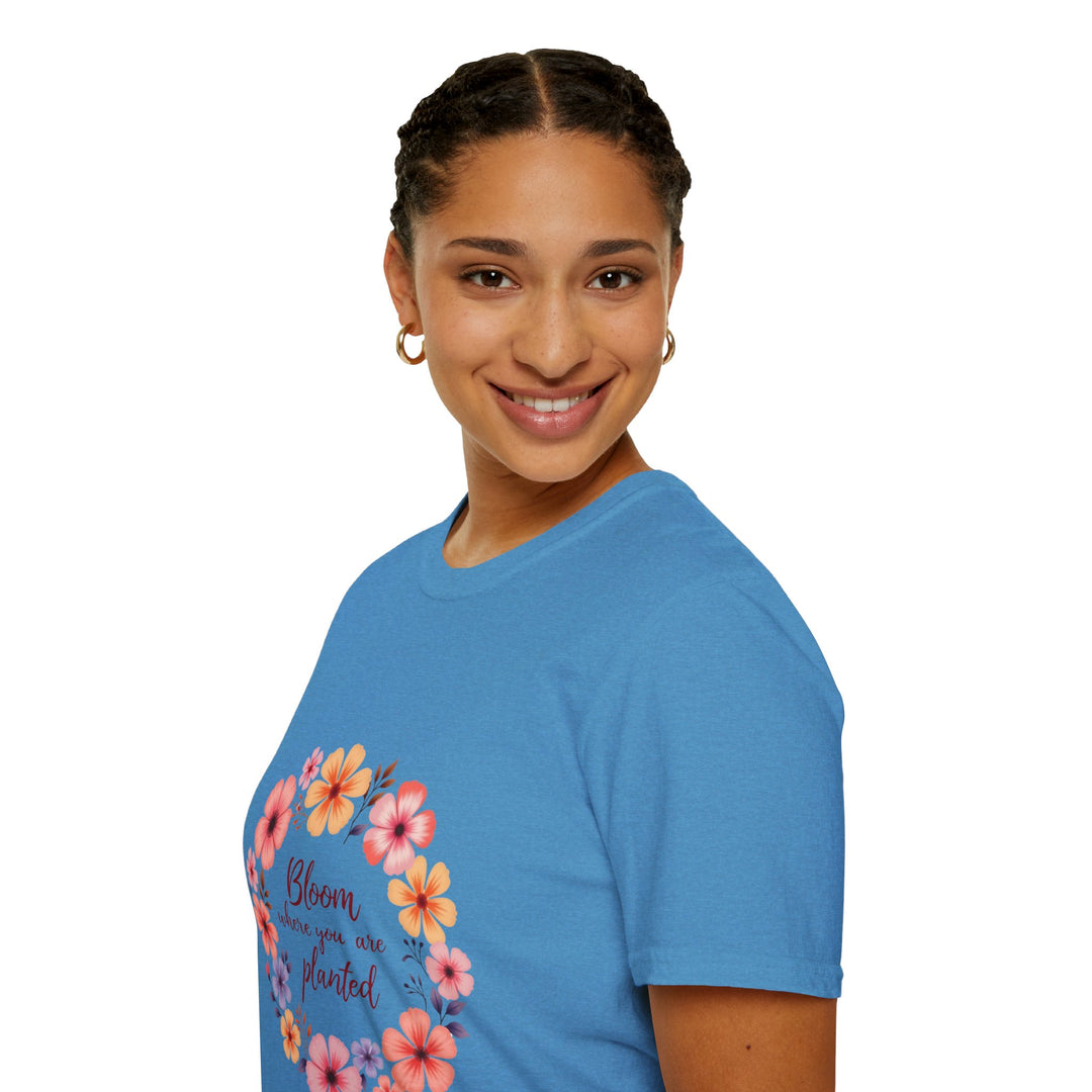 A beautiful floral mandala quote t-shirt, featuring intricate designs and positive affirmations, perfect for adding a touch of elegance to your wardrobe