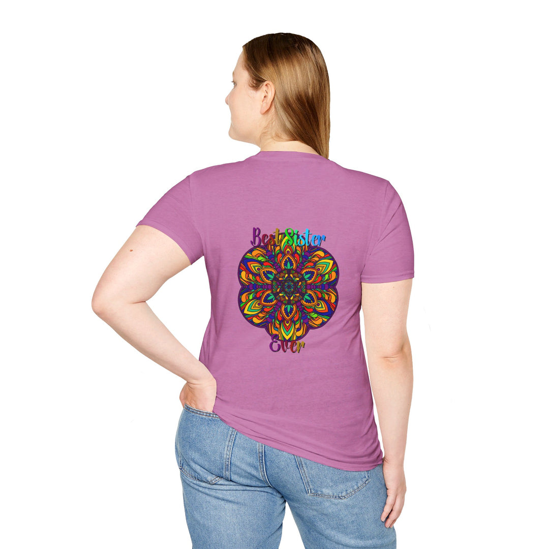 Colorful and intricate mandala art design softstyle t-shirt, perfect gift for sister