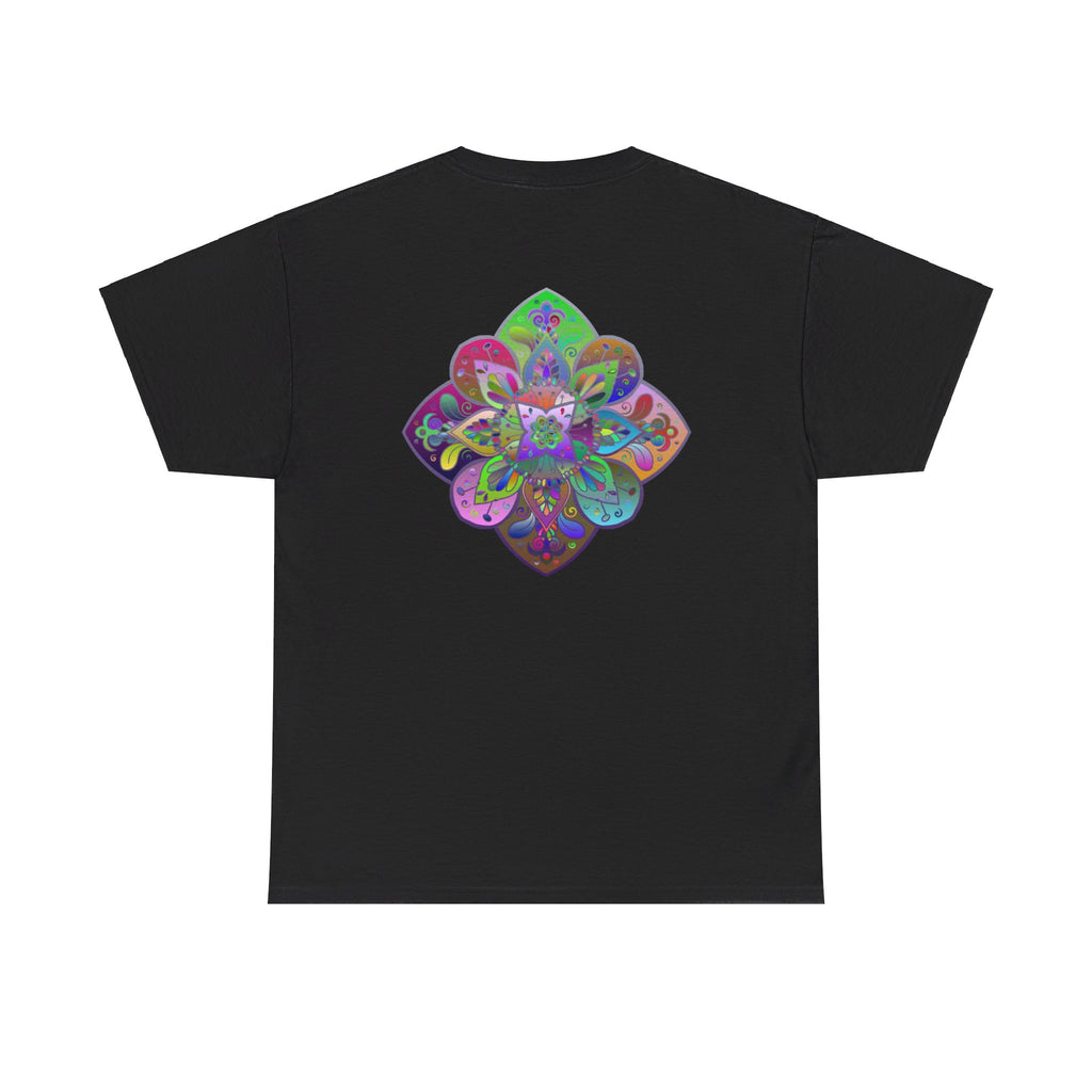 Colorful mandala art design printed on a comfortable unisex heavy cotton t-shirt, perfect for yoga and mindfulness practices