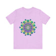 A vibrant and intricate mandala design on a tee promoting peace and tranquility through meditation