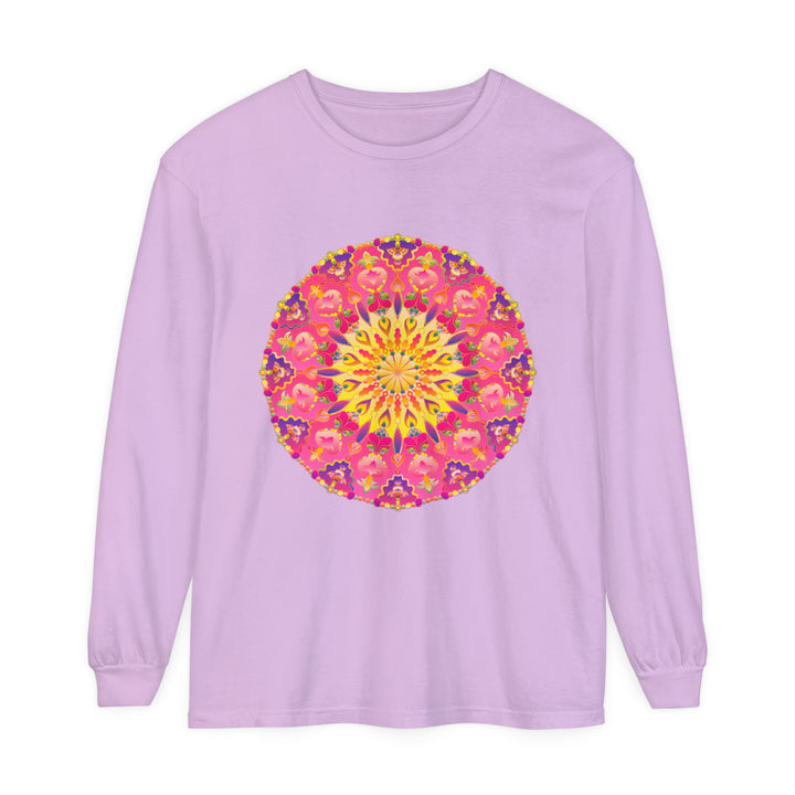 Vibrant Mandala Unisex Long Sleeve T-Shirt in colorful and intricate design