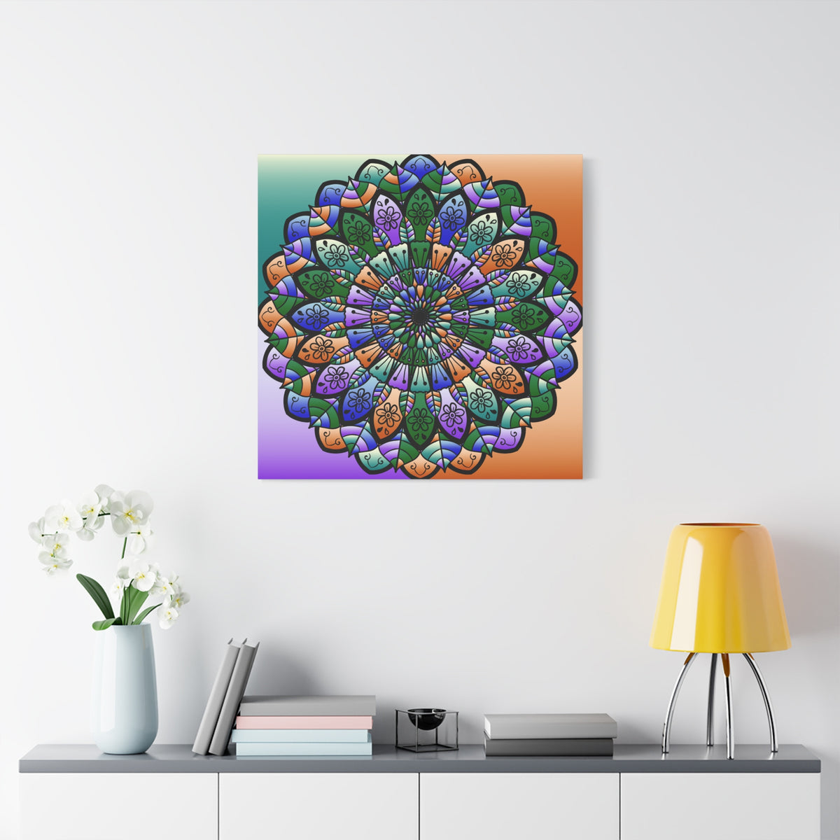 Colorful Mandala Wall Canvas — Stretched Matte Art