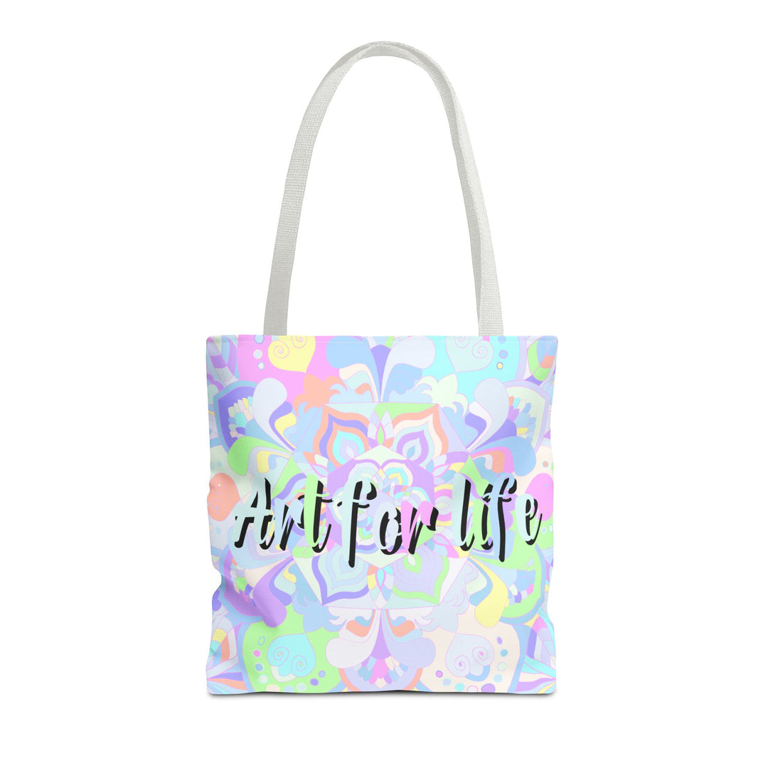 Colorful Mandala Tote Bag with 'Art for Life' Quote, Perfect for Carrying Books, Groceries, and More, a Stylish and Functional Accessory